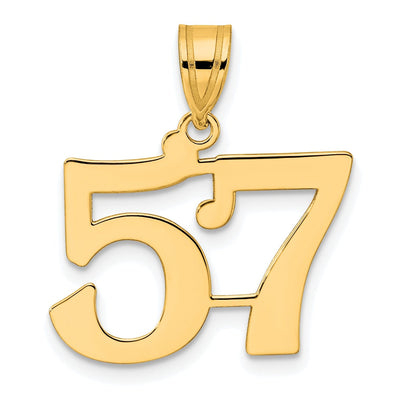 14k Yellow Gold Polished Finish Number 57 Charm Pendant