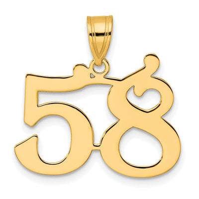 14k Yellow Gold Polished Finish Number 58 Charm Pendant