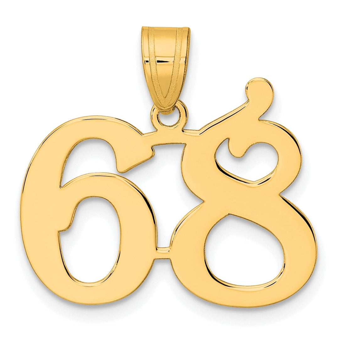 14k Yellow Gold Polished Finish Number 68 Charm Pendant