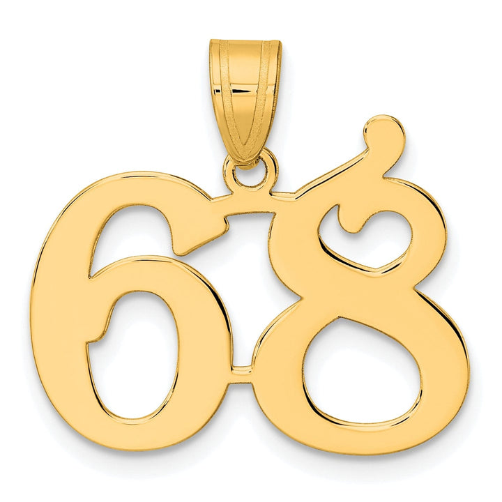 14k Yellow Gold Polished Finish Number 68 Charm Pendant