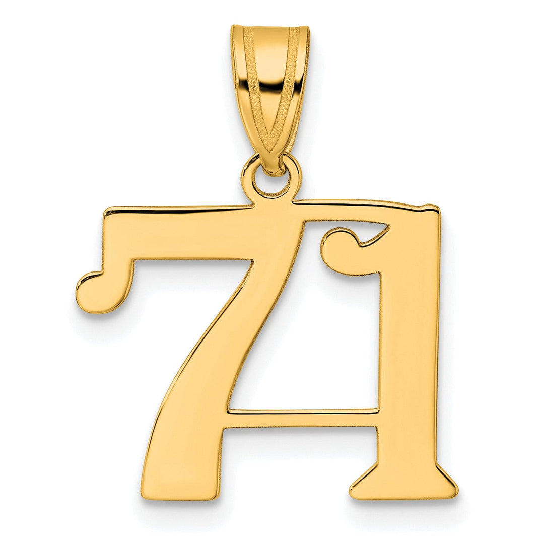 14k Yellow Gold Polished Finish Number 71 Charm Pendant