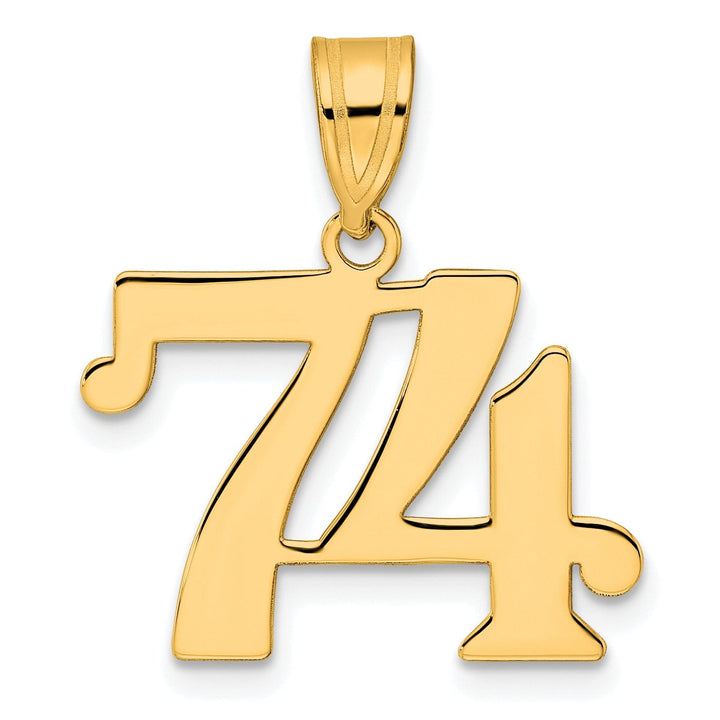 14k Yellow Gold Polished Finish Number 74 Charm Pendant