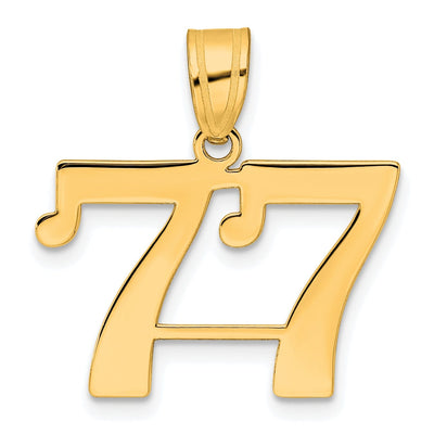 14k Yellow Gold Polished Finish Number 77 Charm Pendant
