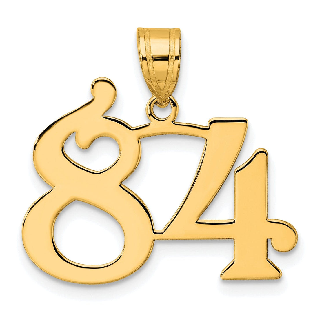 14k Yellow Gold Polished Finish Number 84 Charm Pendant