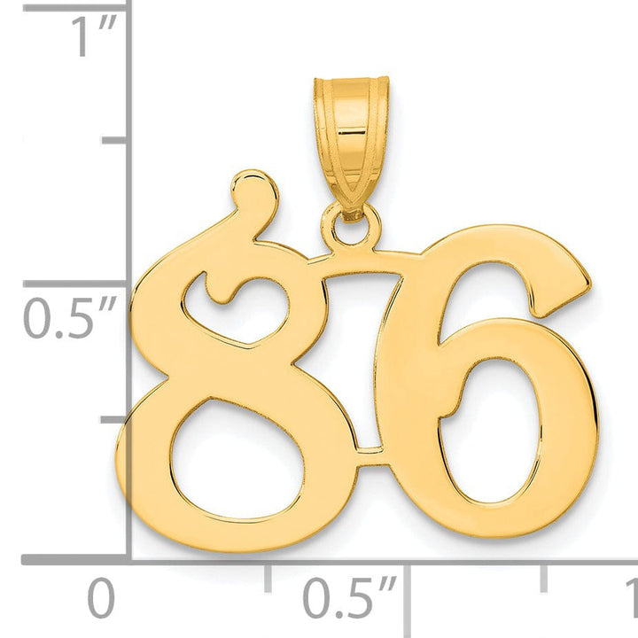14k Yellow Gold Polished Finish Number 86 Charm Pendant