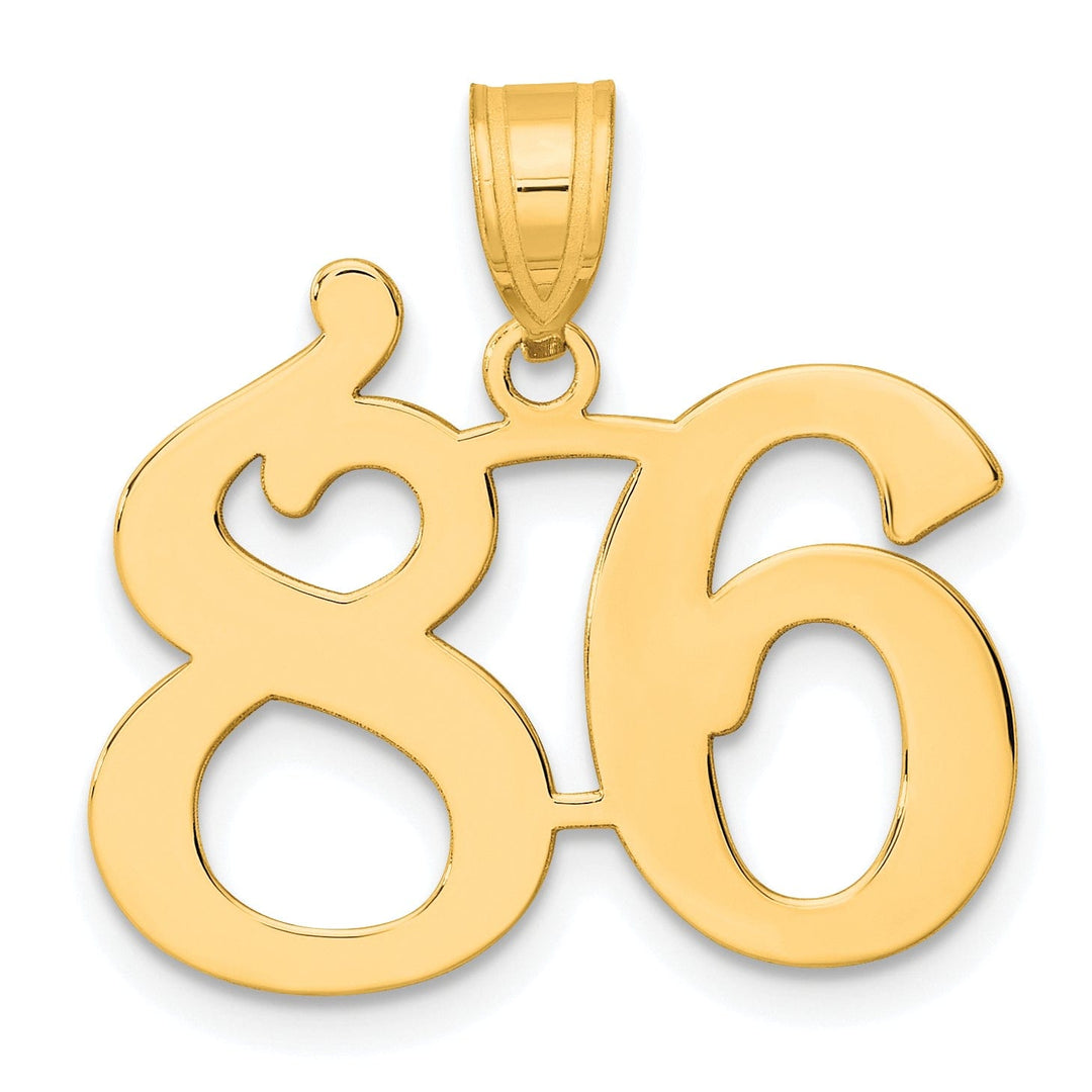 14k Yellow Gold Polished Finish Number 86 Charm Pendant
