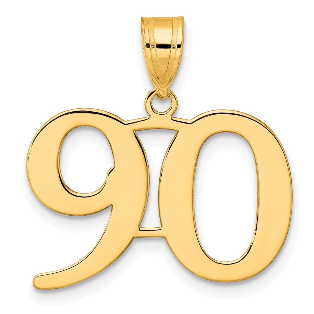 14k Yellow Gold Polished Finish Number 90 Charm Pendant
