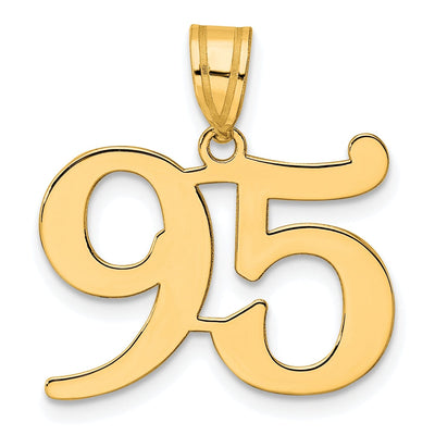 14k Yellow Gold Polished Finish Number 95 Charm Pendant