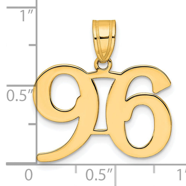 14k Yellow Gold Polished Finish Number 96 Charm Pendant