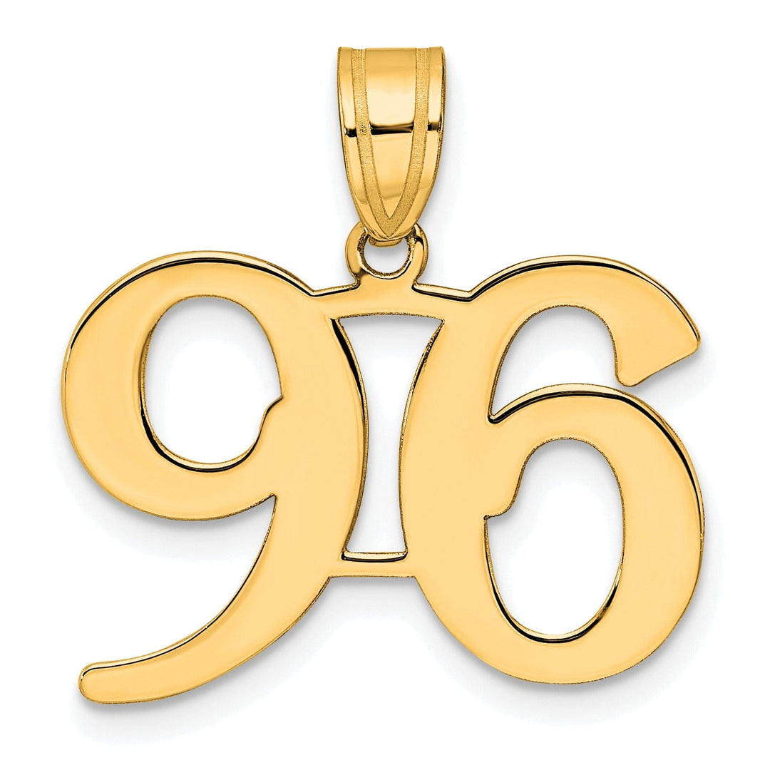 14k Yellow Gold Polished Finish Number 96 Charm Pendant