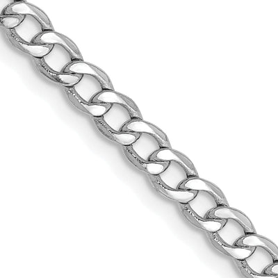 14k White Gold 3.35m Semi Solid Curb Link Chain at $ 156.84 only from Jewelryshopping.com