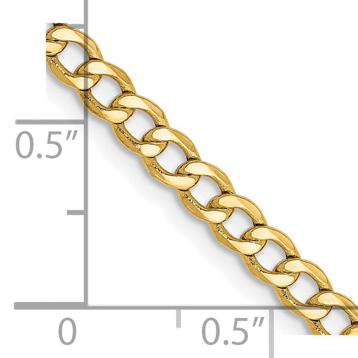 14k Yellow Gold 3.35m Semi Solid Curb Link Chain