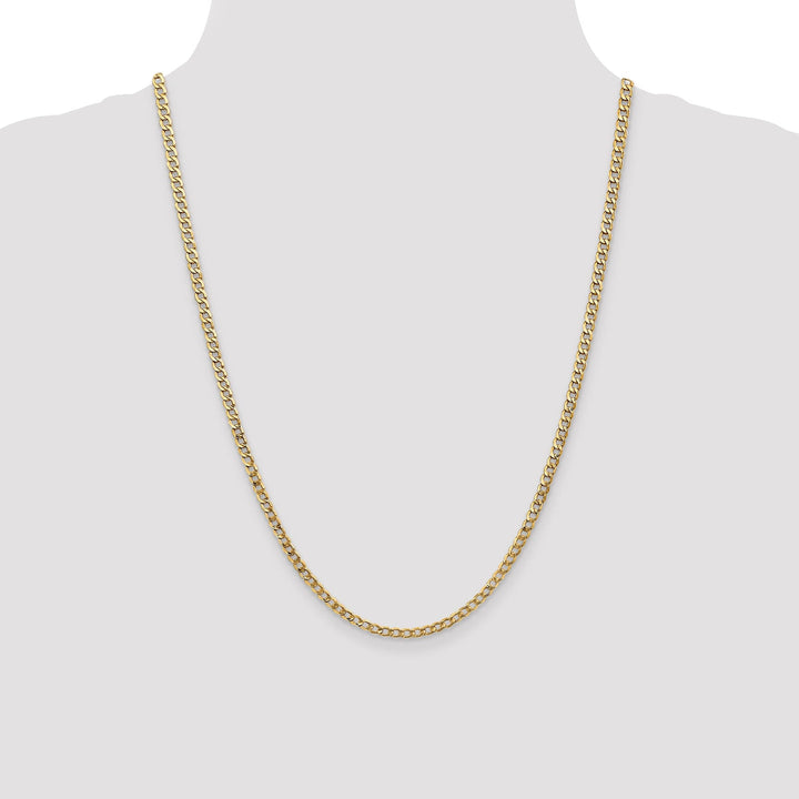 14k Yellow Gold 3.35m Semi Solid Curb Link Chain