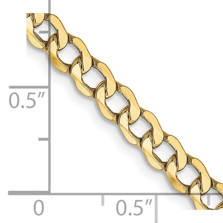 14k Yellow Gold 4.30m Semi Solid Curb Link Chain