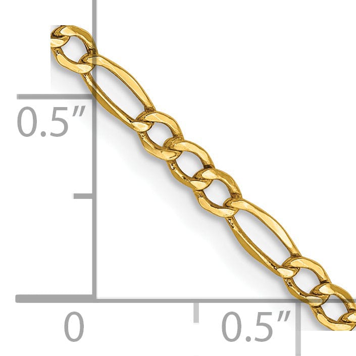 14k Yellow Gold 2.50-mm Semi Solid Figaro Chain