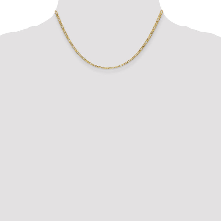 14k Yellow Gold 2.50-mm Semi Solid Figaro Chain