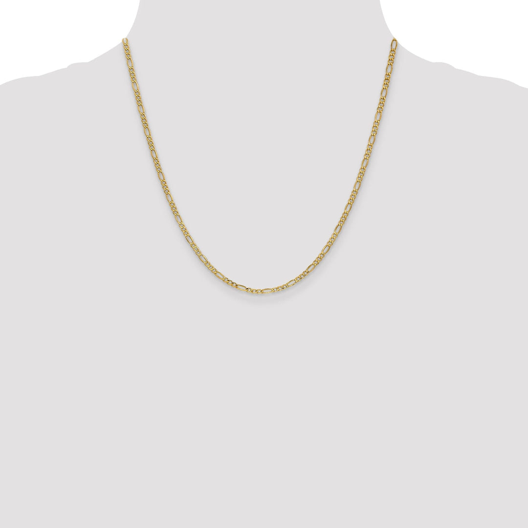 14k Yellow Gold 2.50-mm Semi Solid Figaro Chain