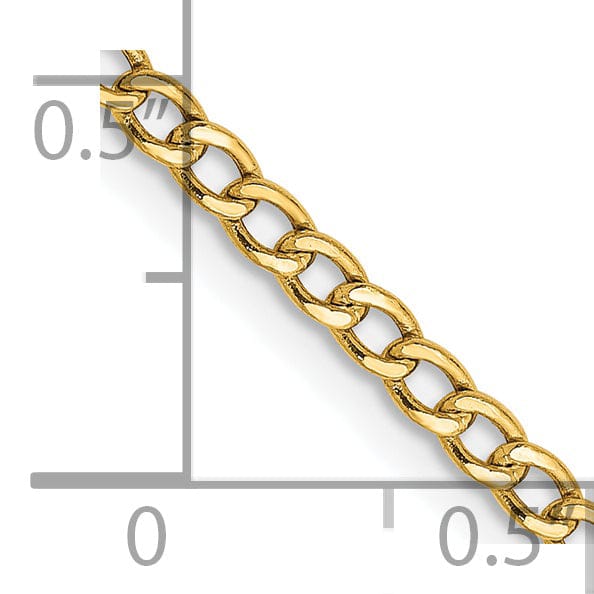 14k Yellow Gold 2.50m Semi Solid Curb Link Chain