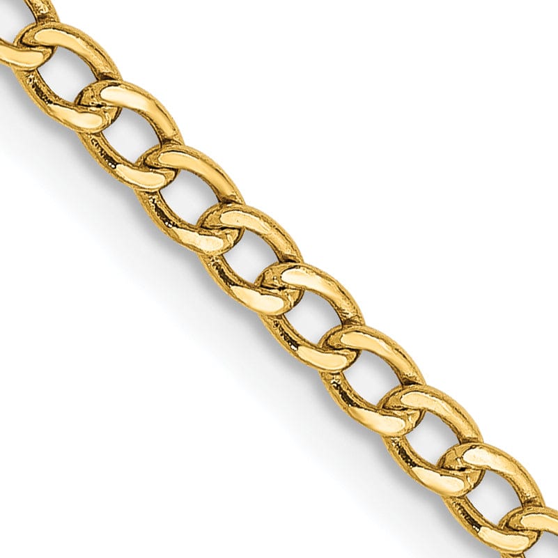 14k Yellow Gold 2.50m Semi Solid Curb Link Chain