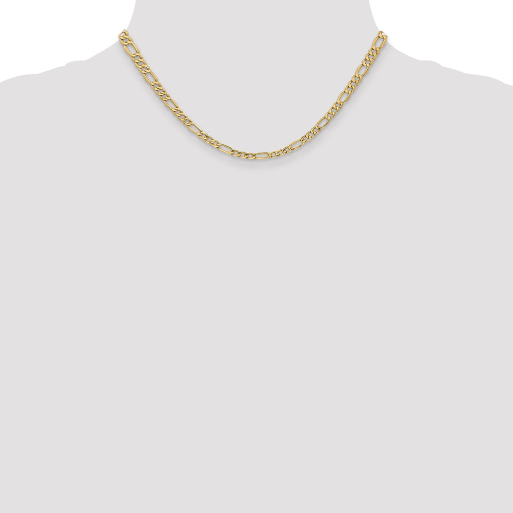 14k Yellow Gold 4.75mm Semi Solid Figaro Chain