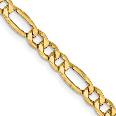 14k Yellow Gold 4.75mm Semi Solid Figaro Chain at $ 207.6 only from Jewelryshopping.com