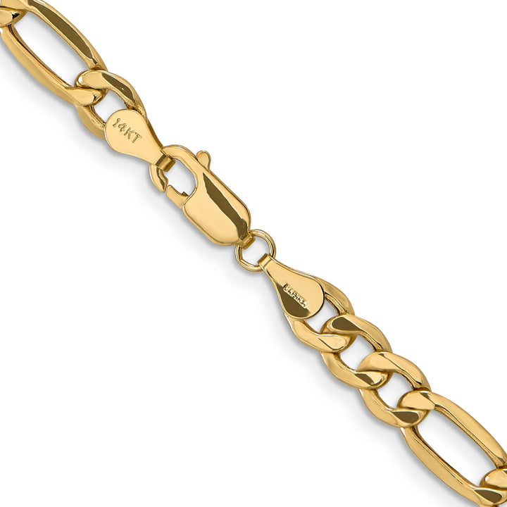 14k Yellow Gold 6.60-mm Semi Solid Figaro Chain