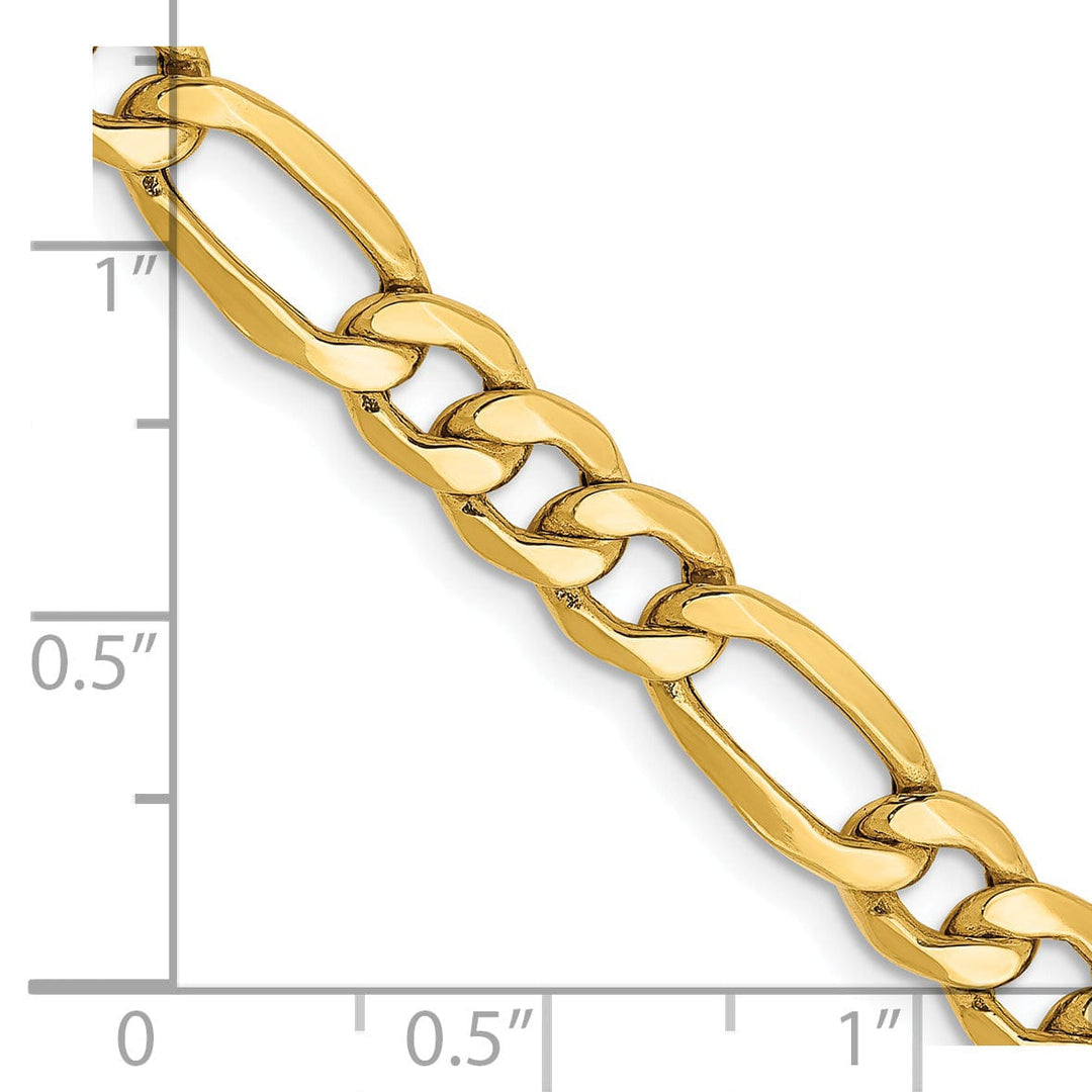 14k Yellow Gold 6.60-mm Semi Solid Figaro Chain