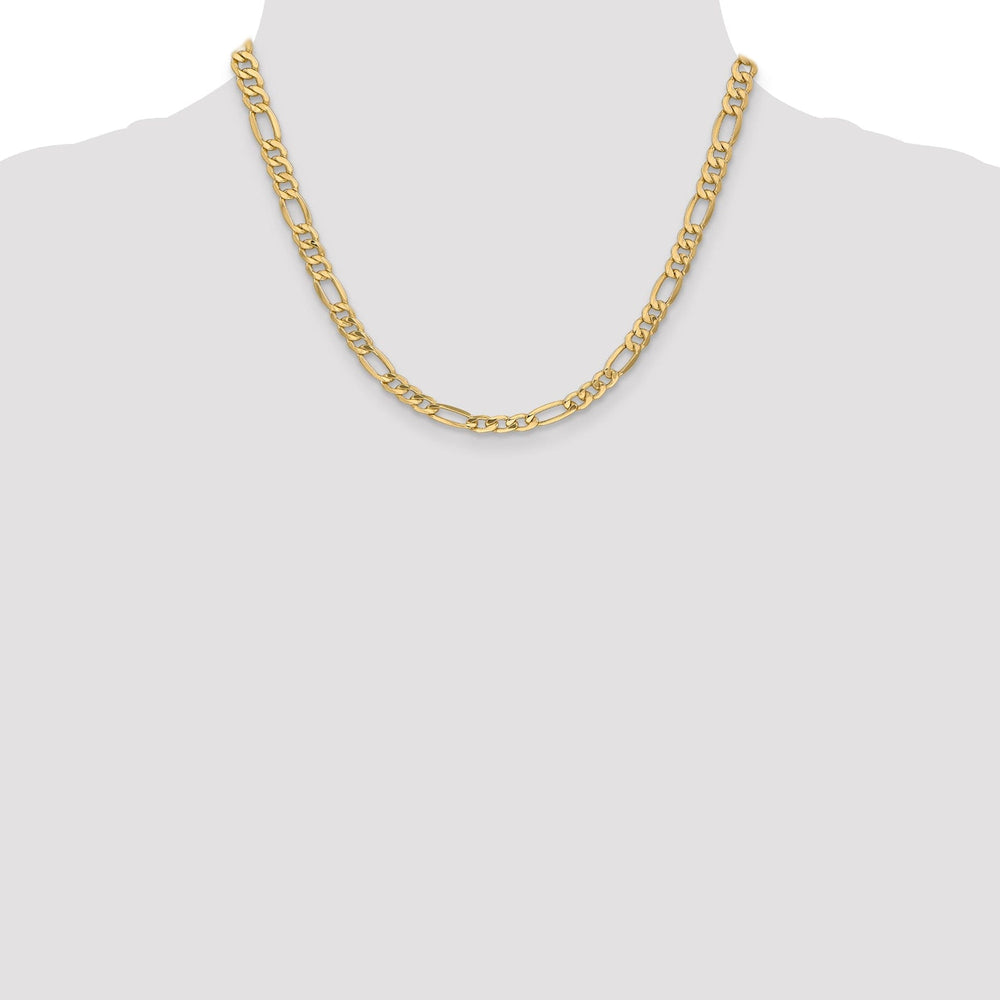 14k Yellow Gold 6.60-mm Semi Solid Figaro Chain