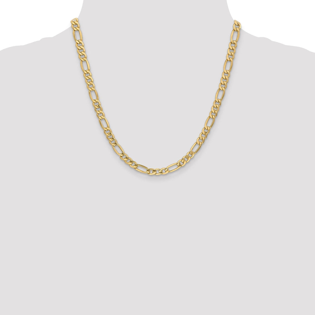 14k Yellow Gold 6.60-mm Semi Solid Figaro Chain