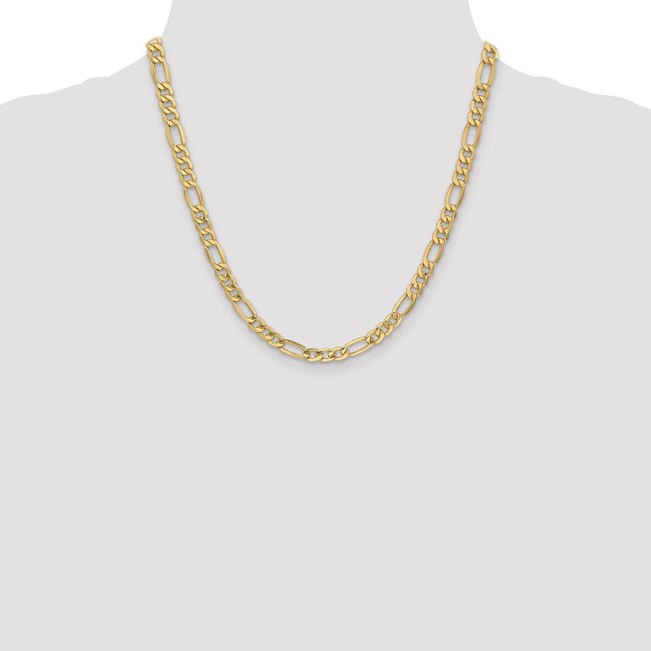 14k Yellow Gold 6.60-mm Semi Solid Figaro Chain