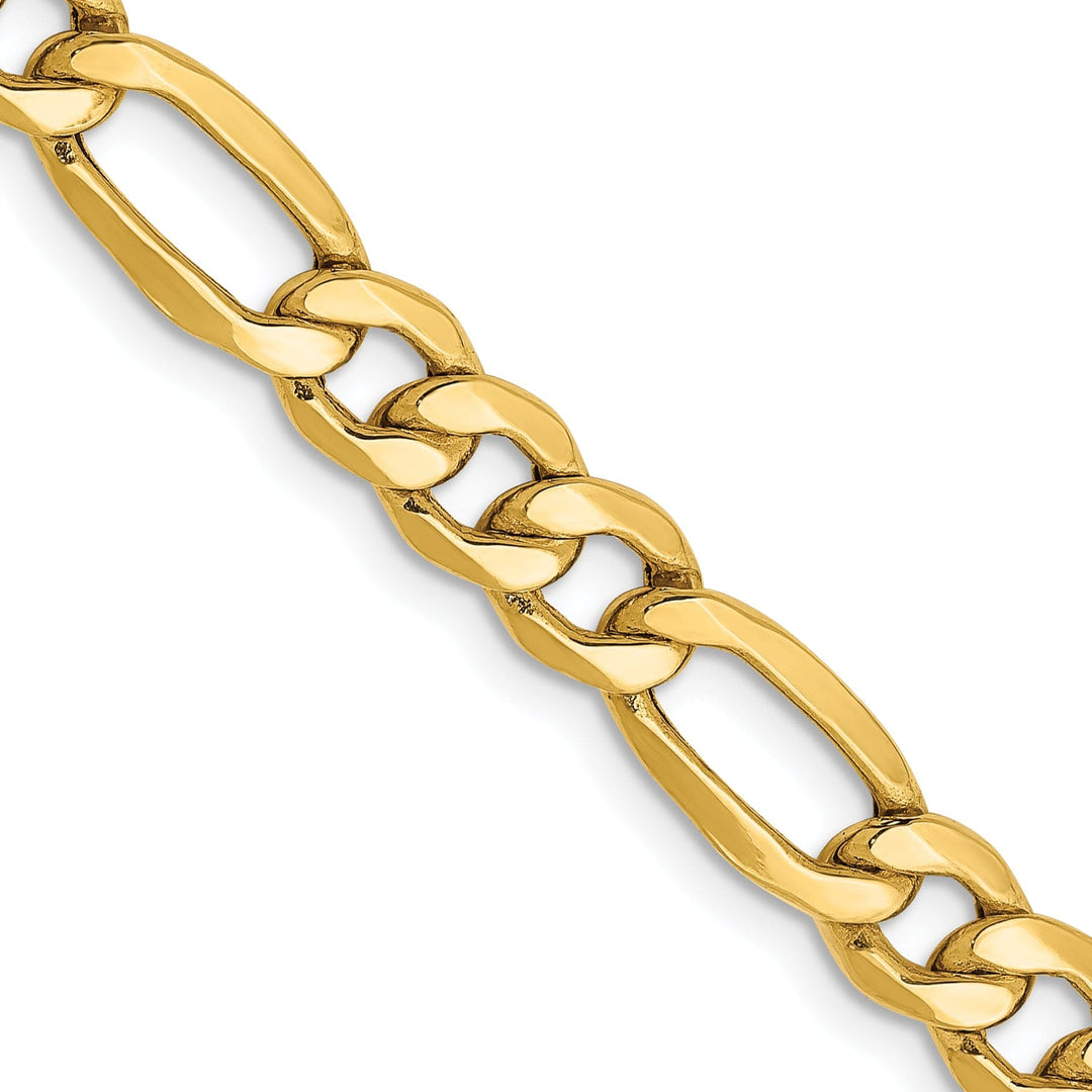 14k Yellow Gold 6.60-mm Semi Solid Figaro Chain