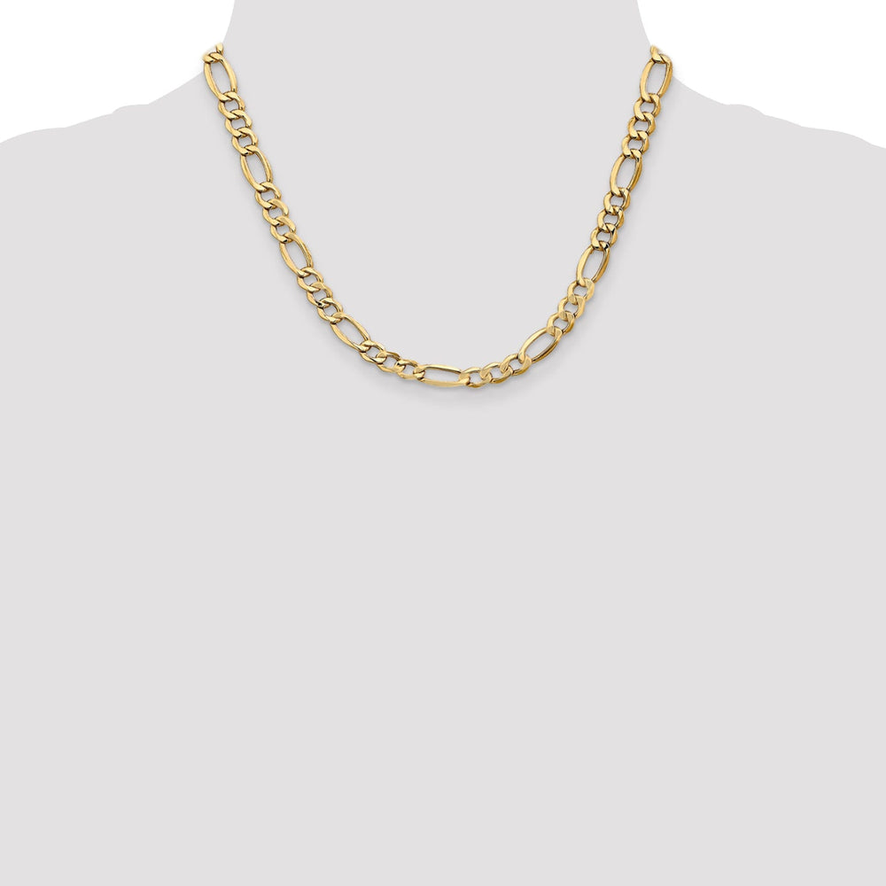 14k Yellow Gold 7.30-mm Semi Solid Figaro Chain