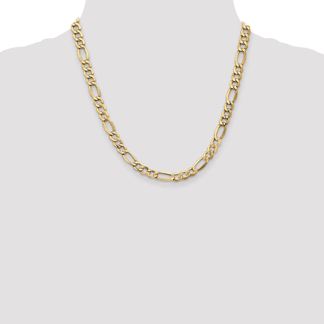 14k Yellow Gold 7.30-mm Semi Solid Figaro Chain