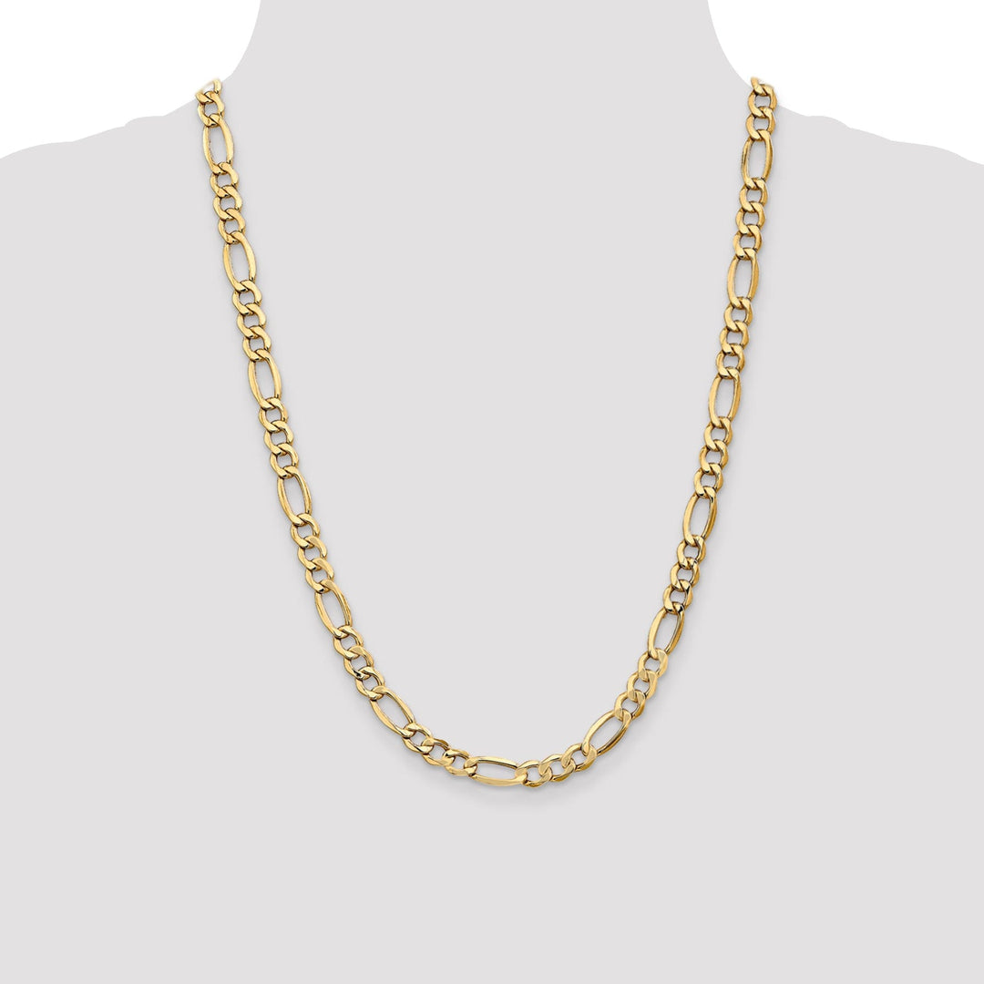 14k Yellow Gold 7.30-mm Semi Solid Figaro Chain