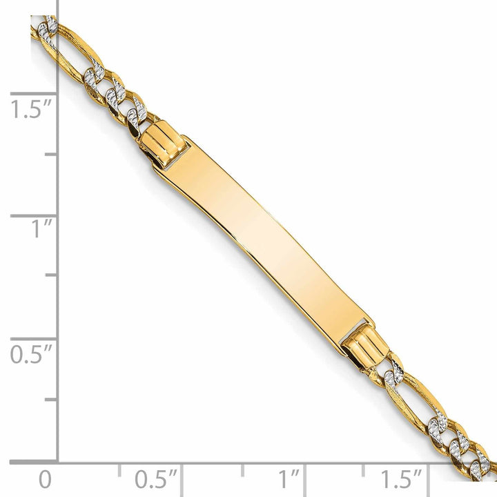 14k 6" Pave Figaro Link ID Child Bracelet