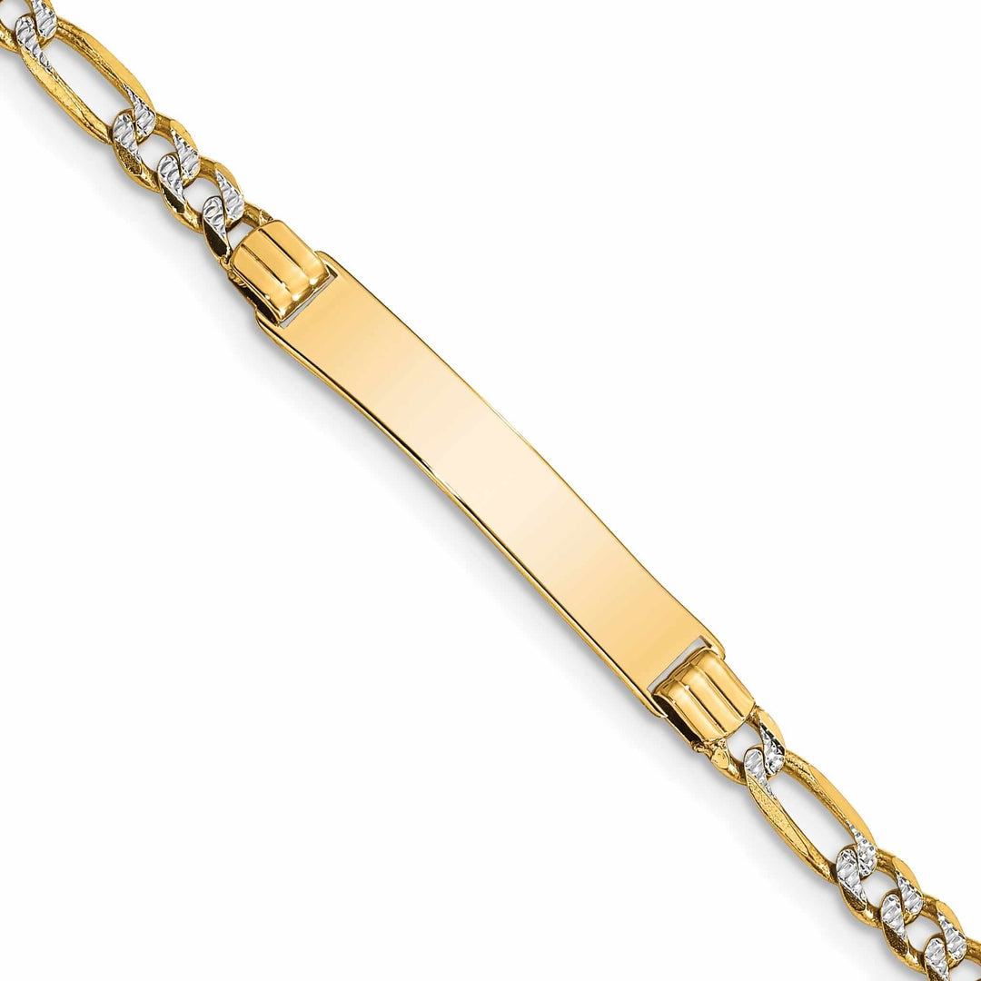 14k 6" Pave Figaro Link ID Child Bracelet