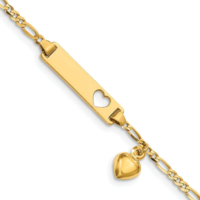14k with Dangling Heart Baby Child I.D Bracelet at $ 213.23 only from Jewelryshopping.com