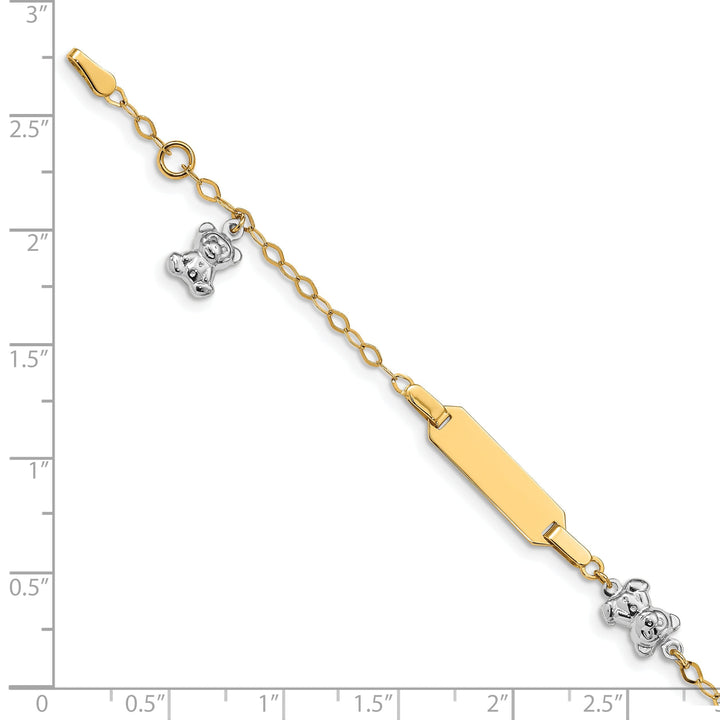 14k Two-tone Teddy Bear ID Baby Bracelet