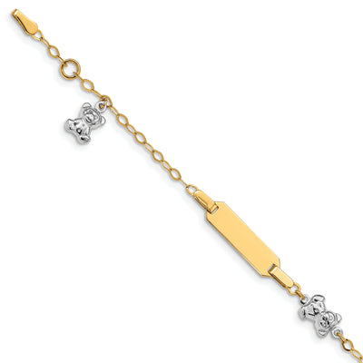 14k Two-tone Teddy Bear ID Baby Bracelet at $ 216.8 only from Jewelryshopping.com