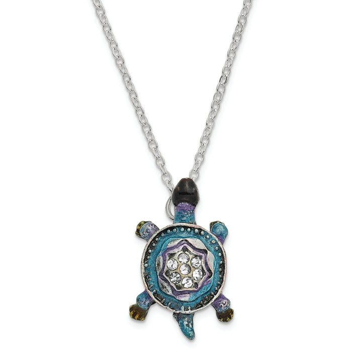 Bejeweled Pewter Multi Color Finish AMAZING AZURE Turtle Trinket Box