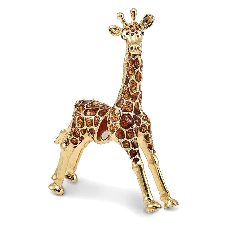 Bejeweled Brown,Gold Tone Color GRACIE Gentle Giraffe Trinket Box