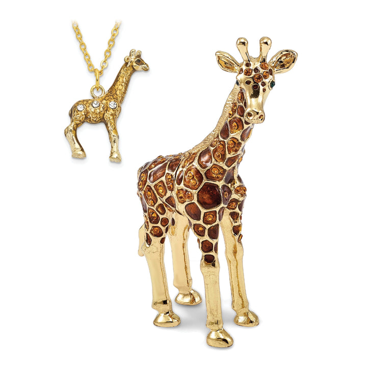 Bejeweled Brown,Gold Tone Color GRACIE Gentle Giraffe Trinket Box