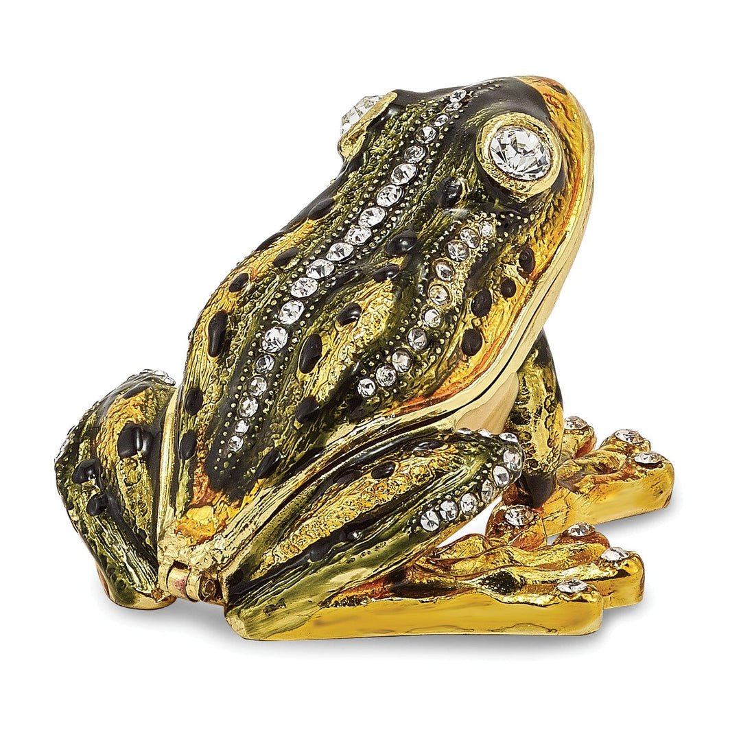 Bejeweled Multi Color Finish JUMPIN' FROG FLASH Green Frog Trinket Box