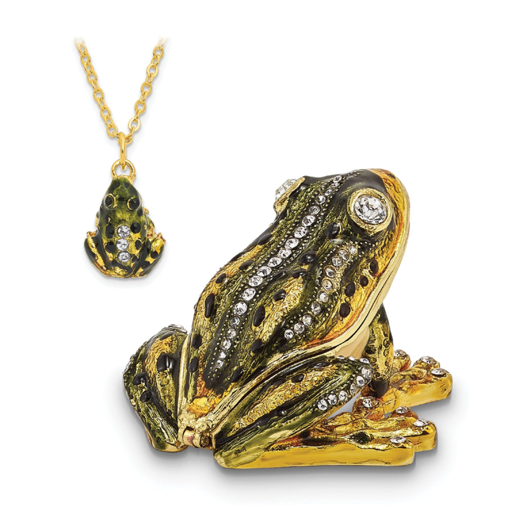 Bejeweled Multi Color Finish JUMPIN' FROG FLASH Green Frog Trinket Box
