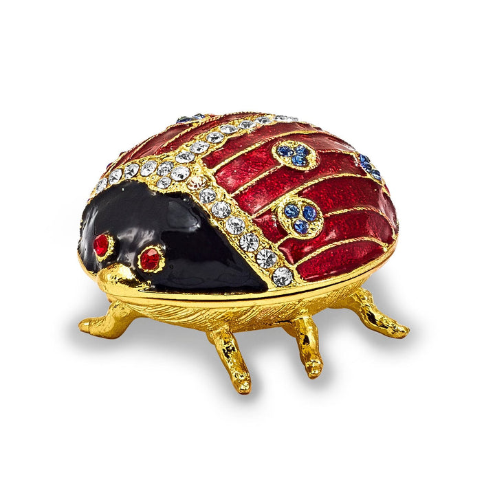 Bejeweled Pewter LUXY Ladybug Trinket Box Design Trinket Box