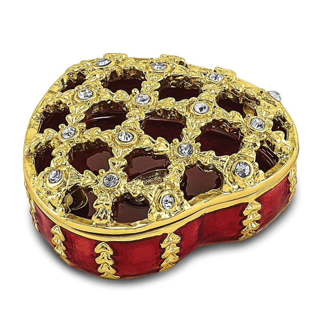 Bejeweled Multi Color Finish PEEK-A-BOO Decorative Heart Trinket Box