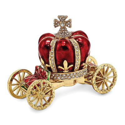 Bejeweled Multi Color Finish HER MAJESTY'S CROWN Carriage Trinket Box