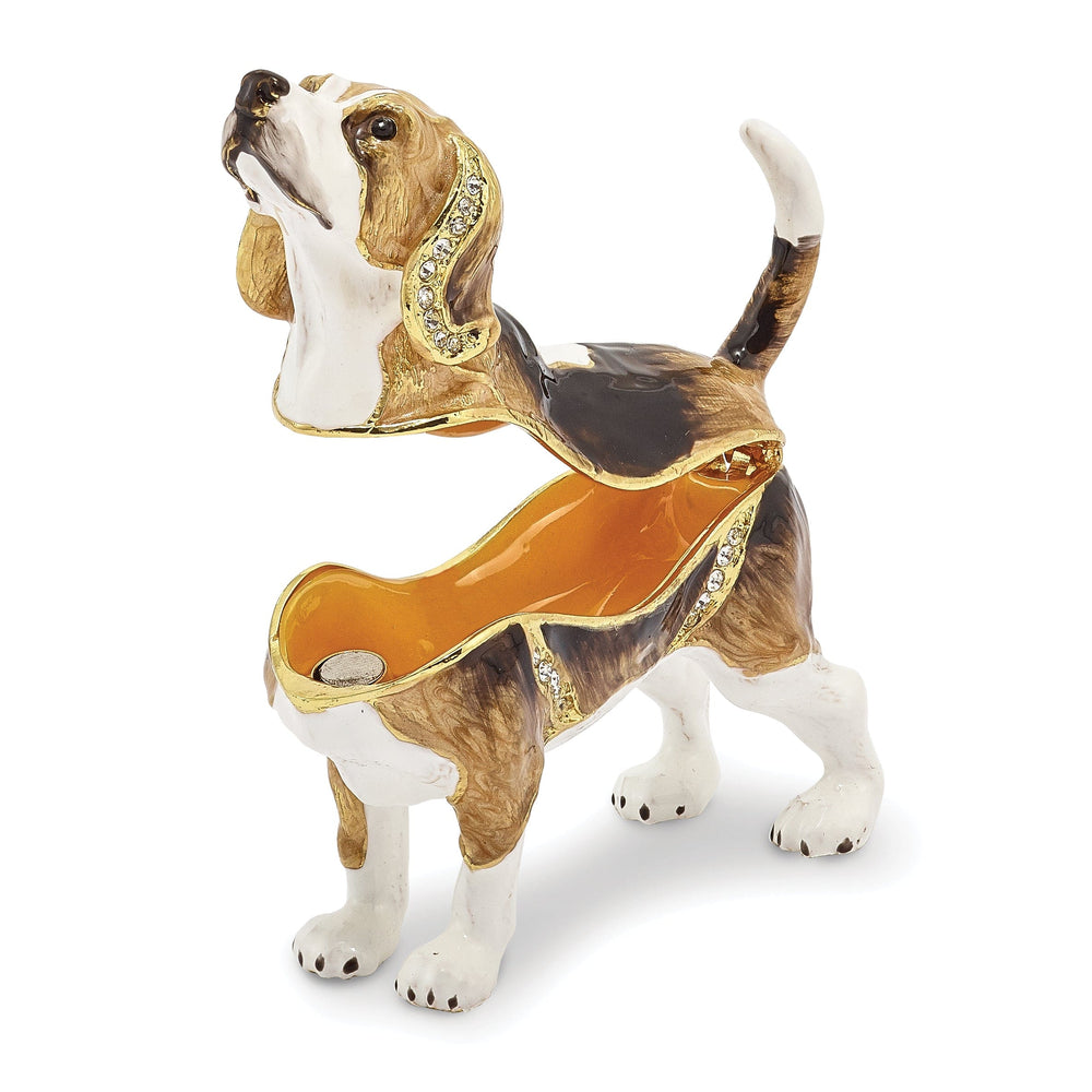 Bejewel Multi Brown Color Enamel Finish BEAUREGARD Beagle Trinket Box