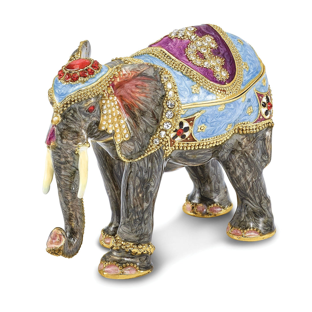 Bejeweled Pewter Kathmandu Elephant Trinket Box