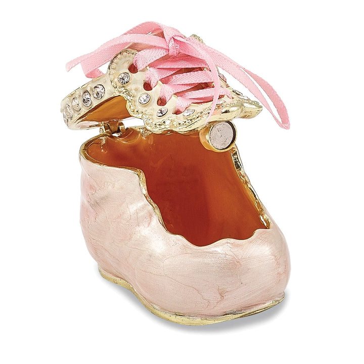 Bejeweled Multi Color Finish IT'S A GIRL Pink Baby Bootie Trinket Box